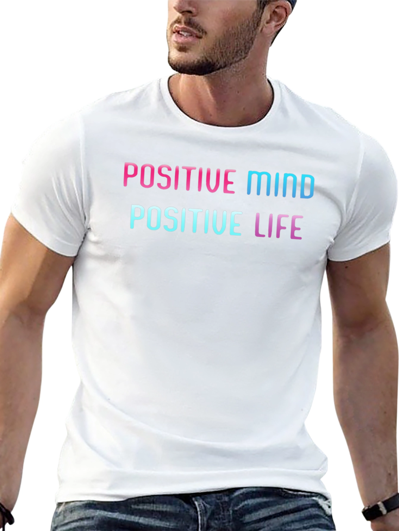 Black Positive Mind Positive Life Graphic Tee view 13