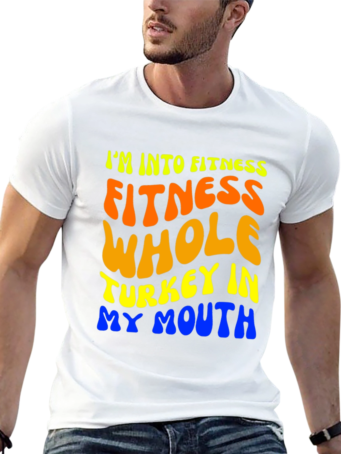 Black Fitness Turkey Mouth T-Shirt - Funny Thanksgiving Tee view 13