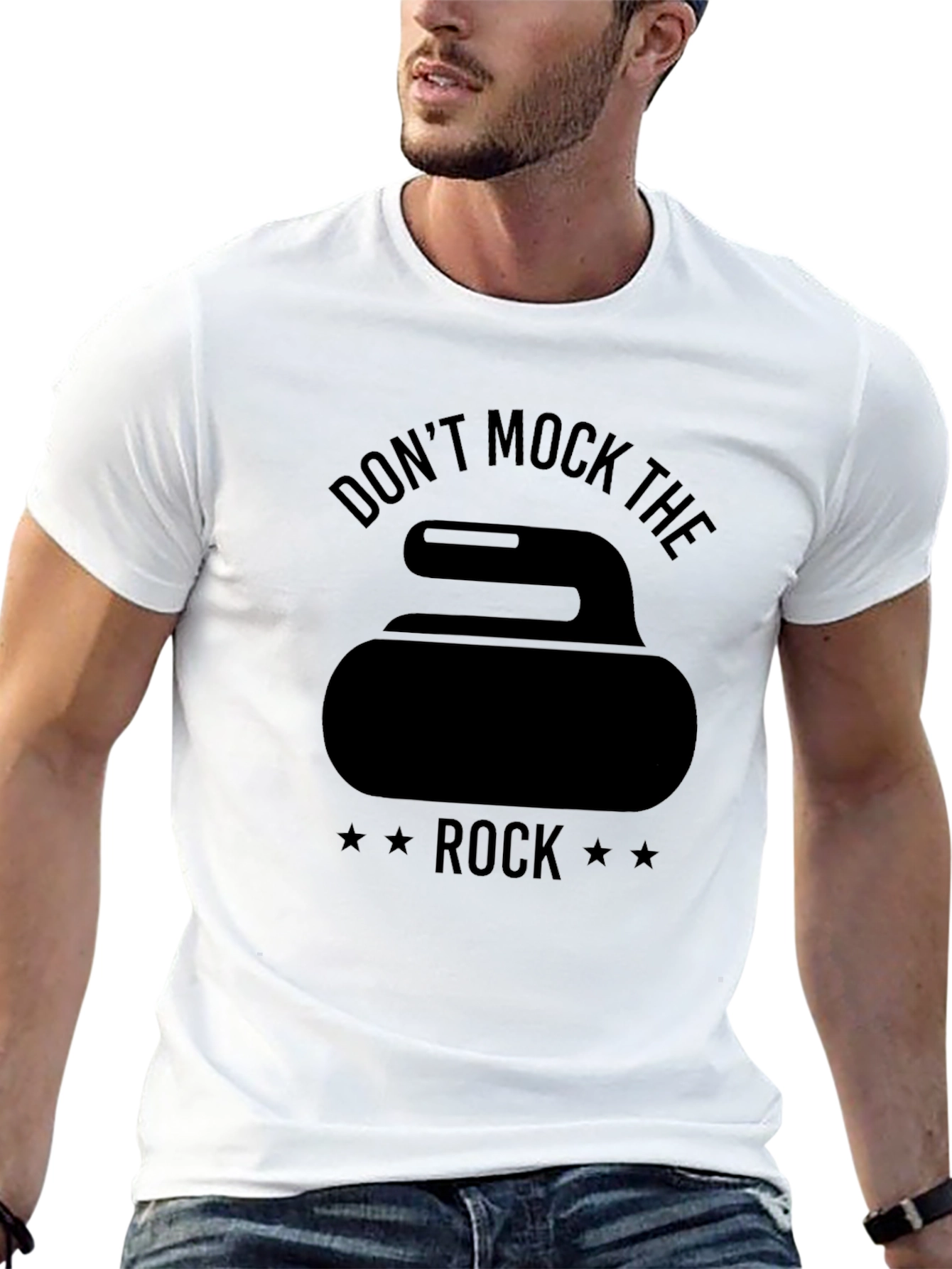 Black Don't Mock The Rock Curling T-Shirt view 13