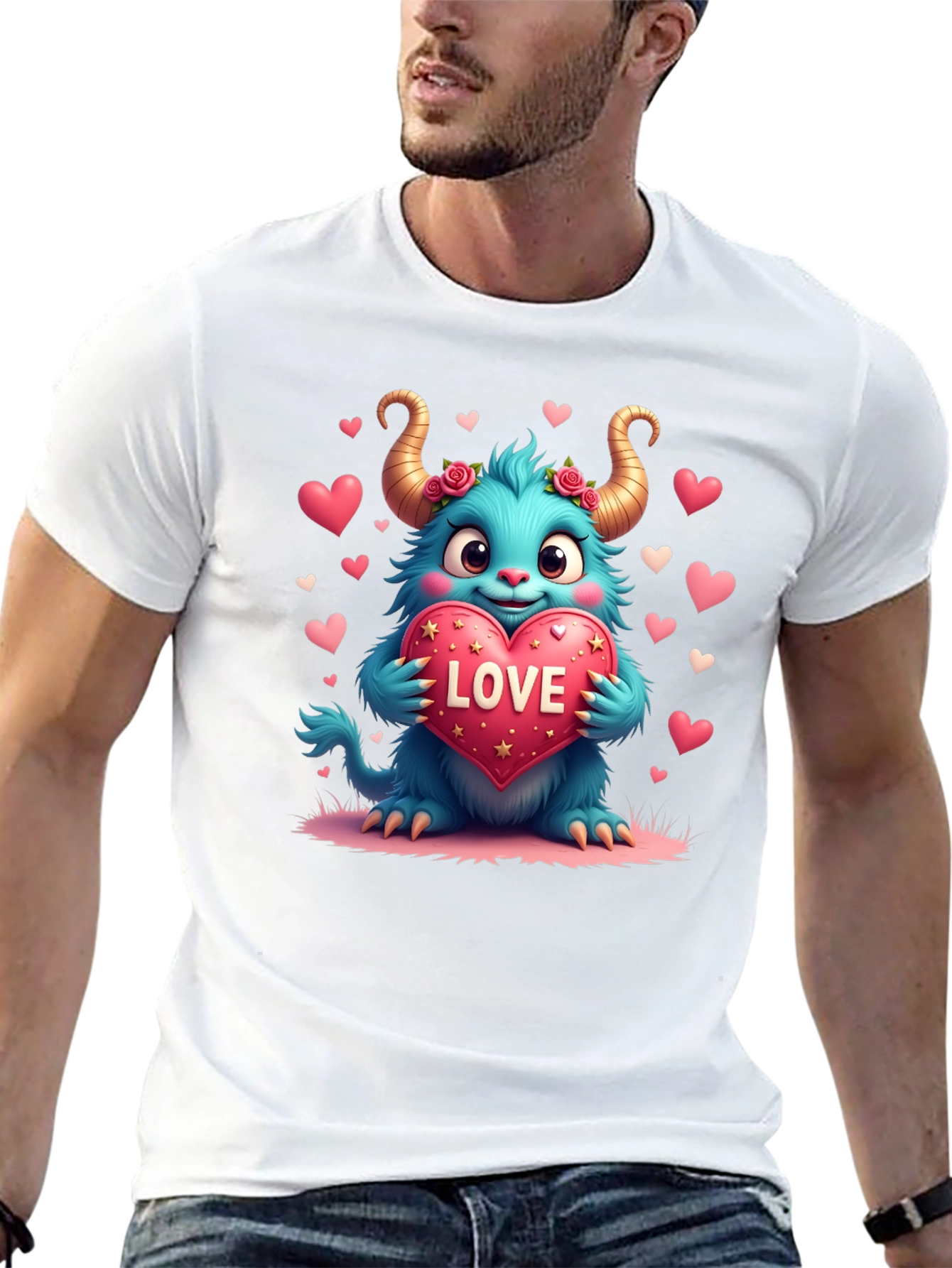 Black Monster Love Graphic Tee - Heart Valentine's view 13