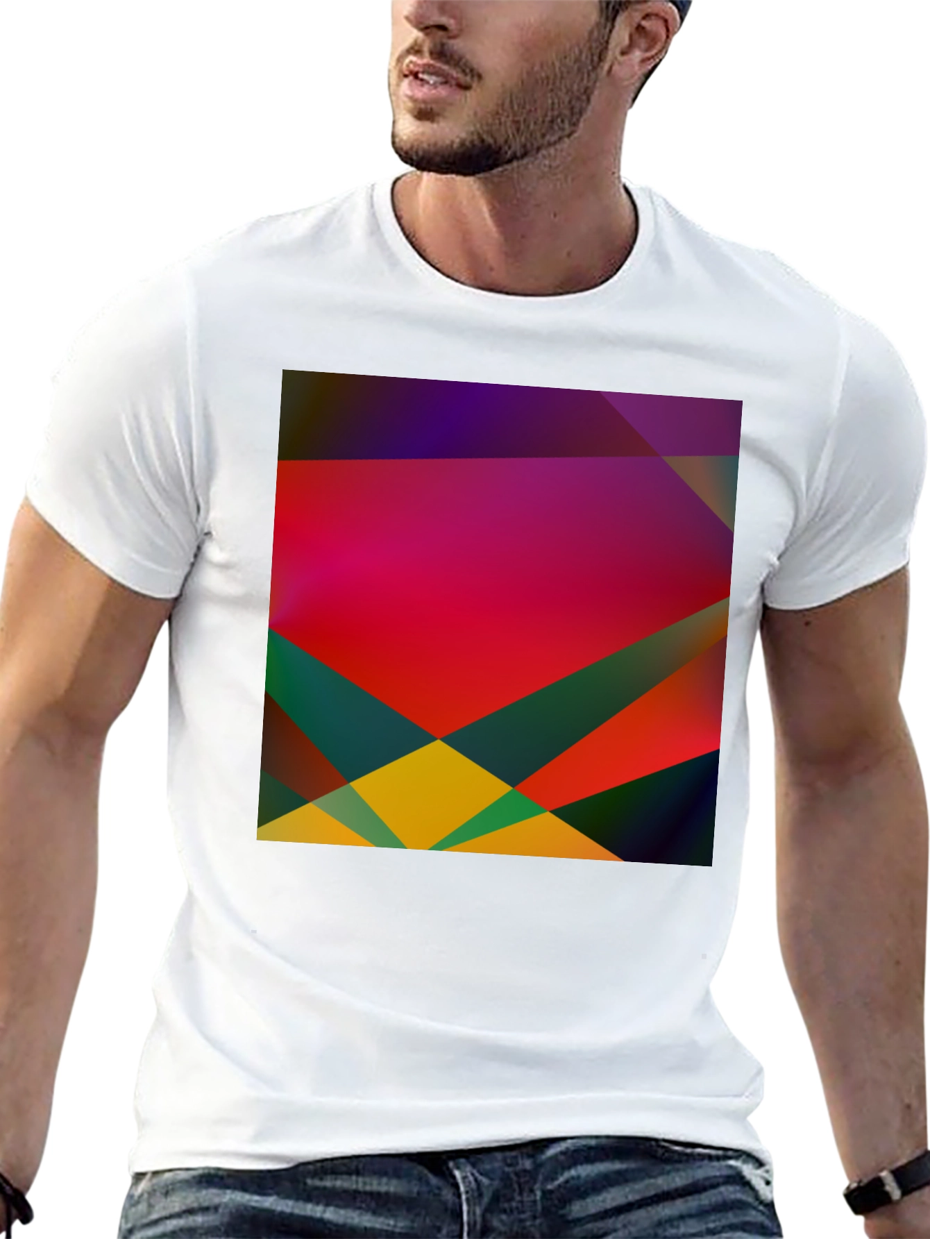 Black Geometric Abstract Art Black T-Shirt view 13