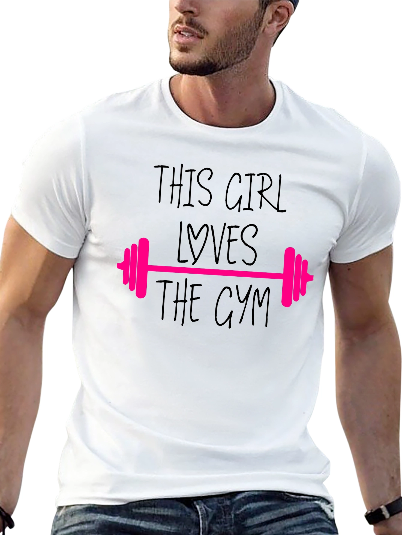 Black Gym Lover's T-Shirt - "This Girl Loves The Gym" view 13