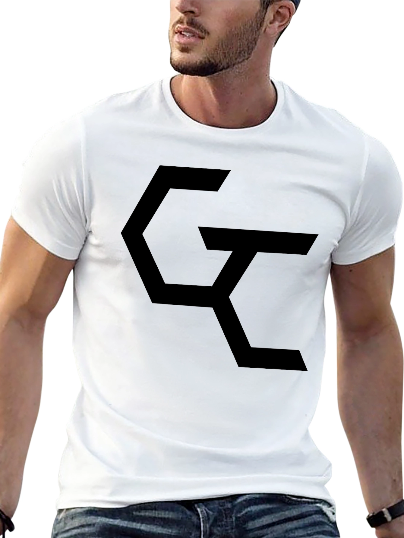Black Modern Black Graphic Tee - Geometric Design view 13