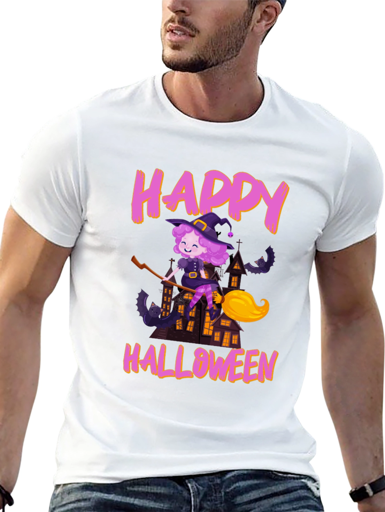 Black Happy Halloween Witch T-Shirt view 13