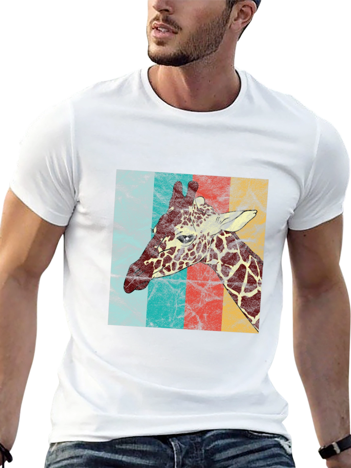 Black Retro Giraffe T-Shirt - Vintage Animal Graphic Tee view 13