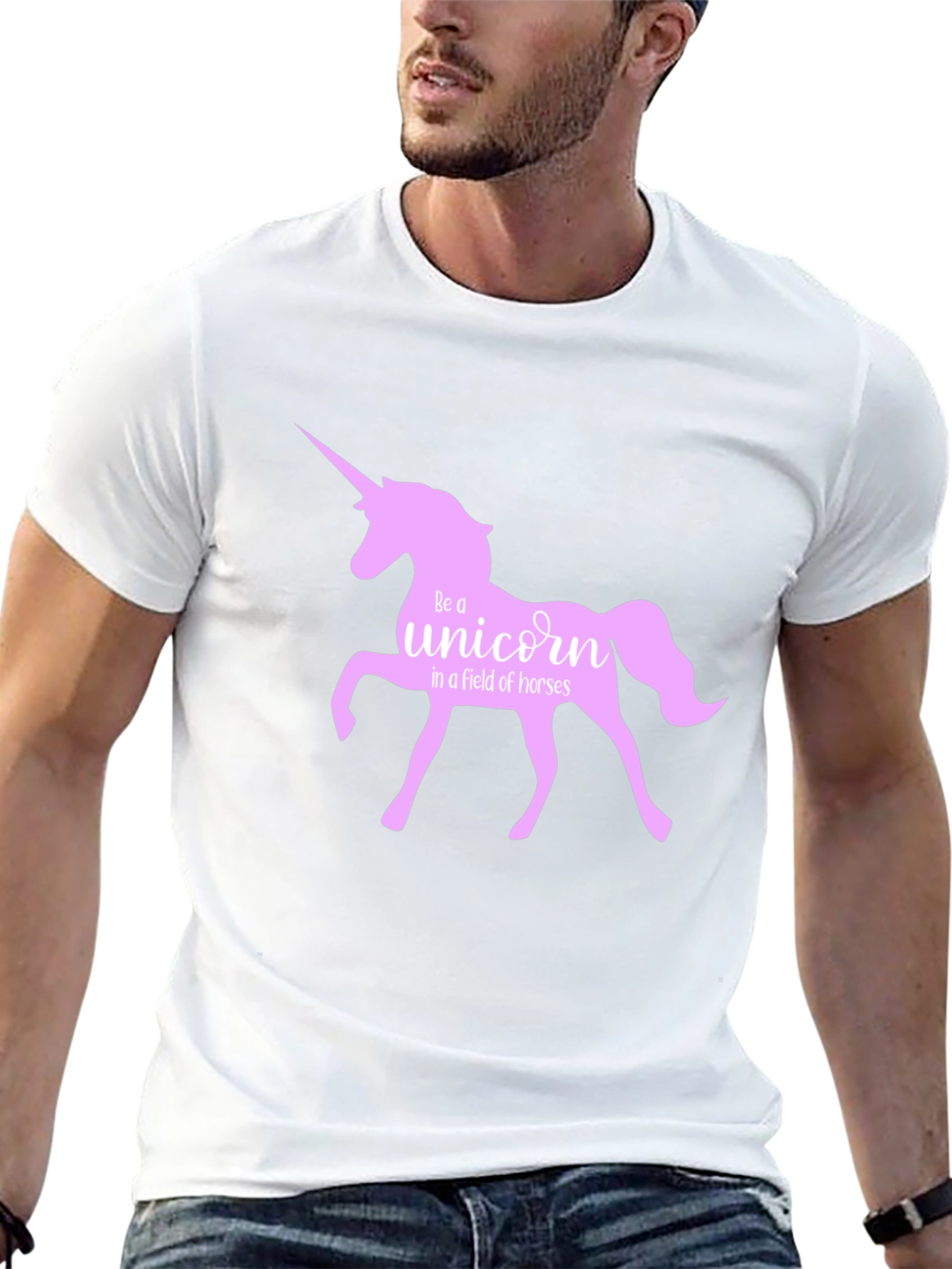 Black Be A Unicorn T-Shirt - Black Crew Neck view 13