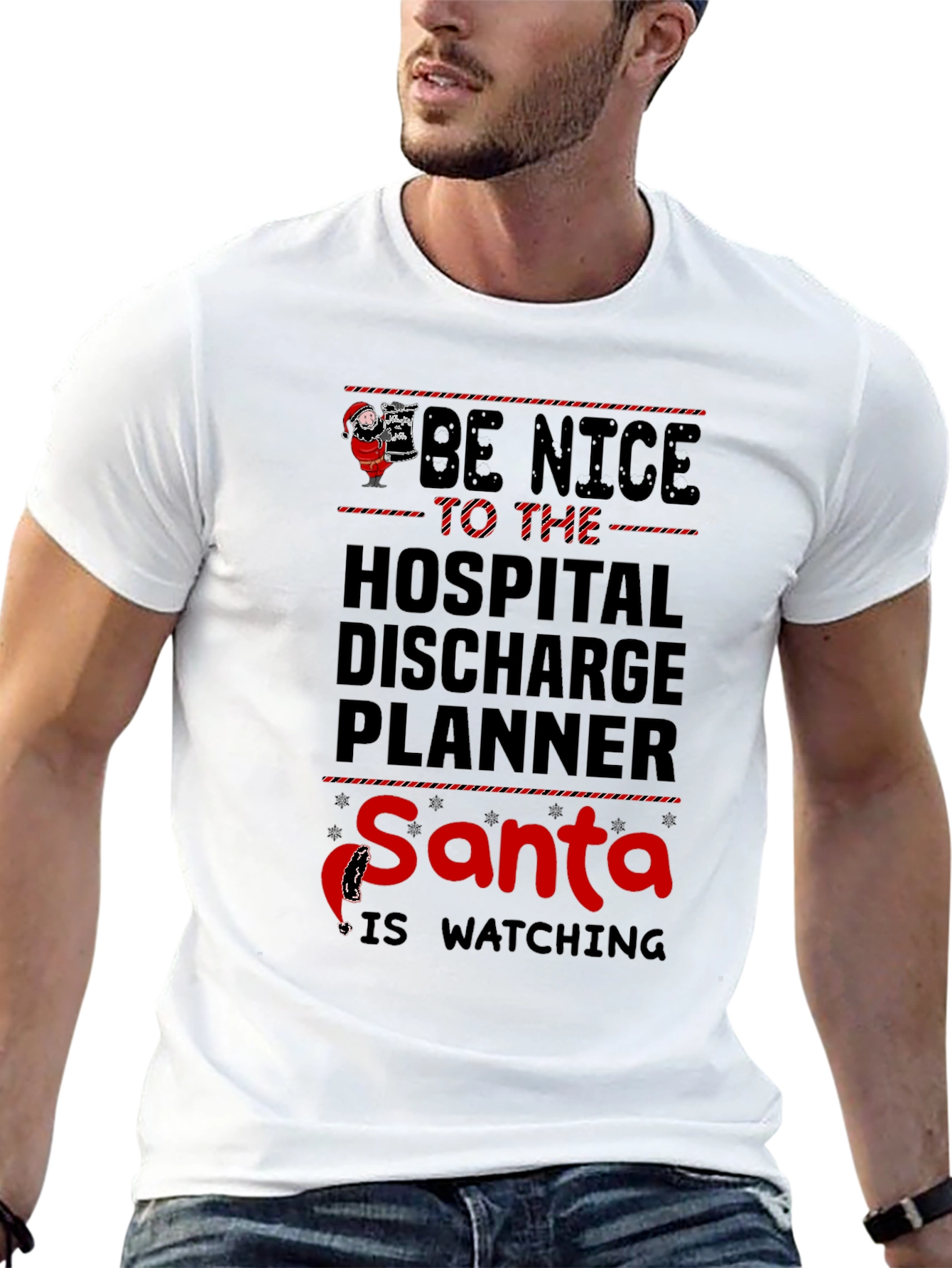 Black Be Nice to the Hospital Discharge Planner Santa T-Shirt view 13