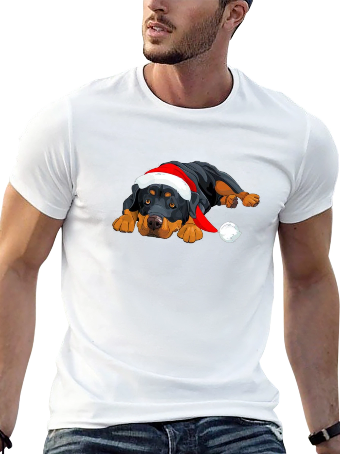 Rottweiler Christmas T-Shirt - Cute Dog Santa Hat Tee - 13
