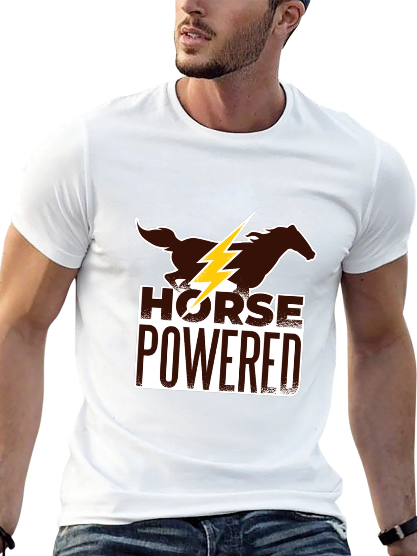 Black Horse Powered Graphic Tee - Black Cotton Blend view 13