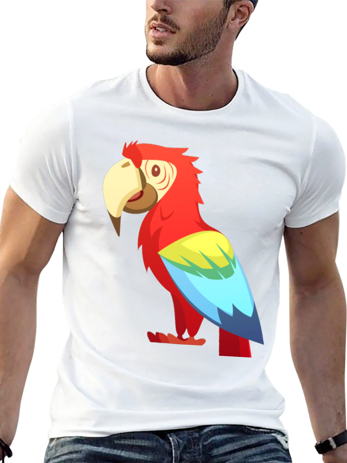 Black Cartoon Parrot Graphic Tee - Black view 13