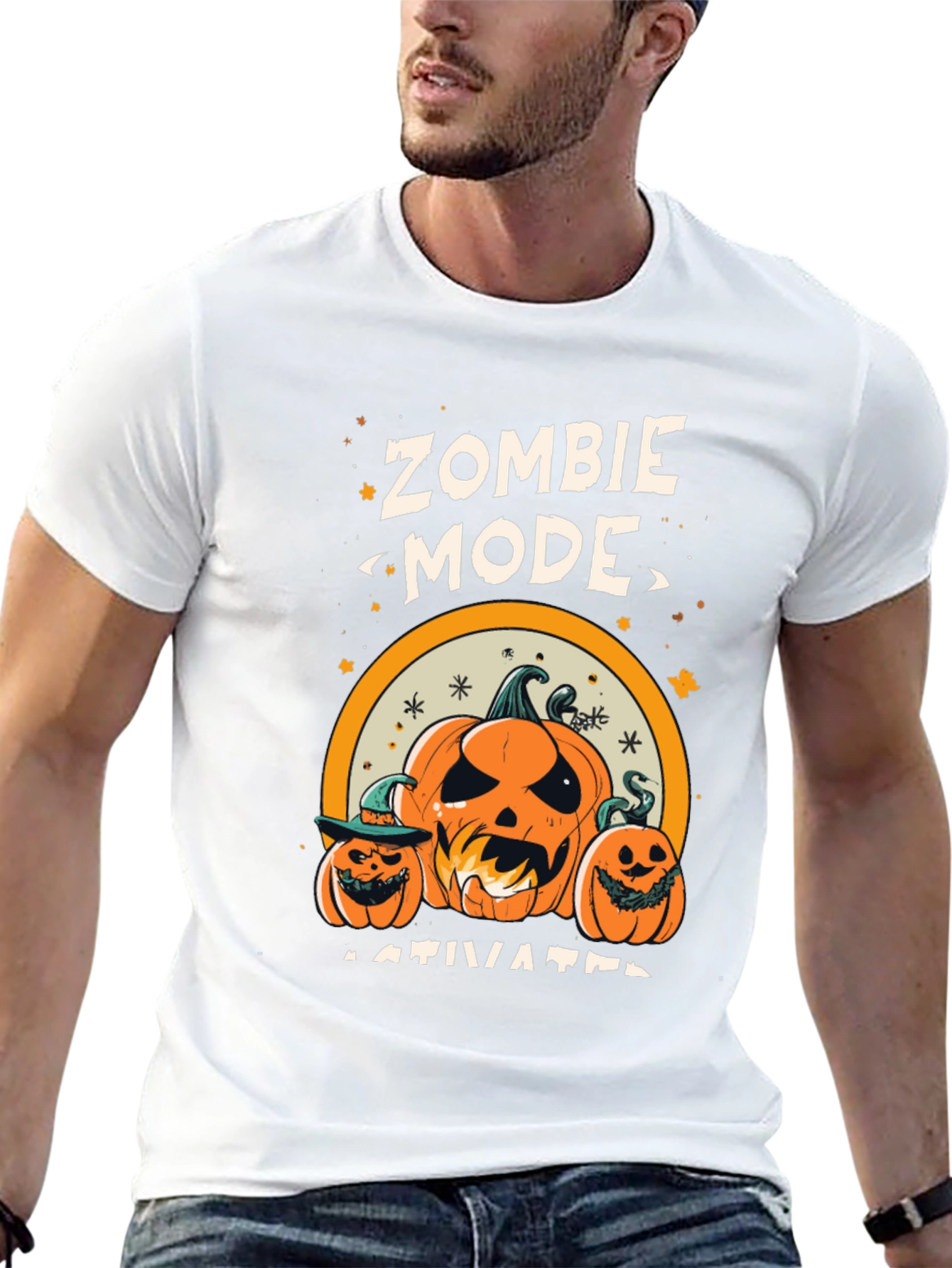 Black Zombie Mode Activated Halloween T-Shirt view 13