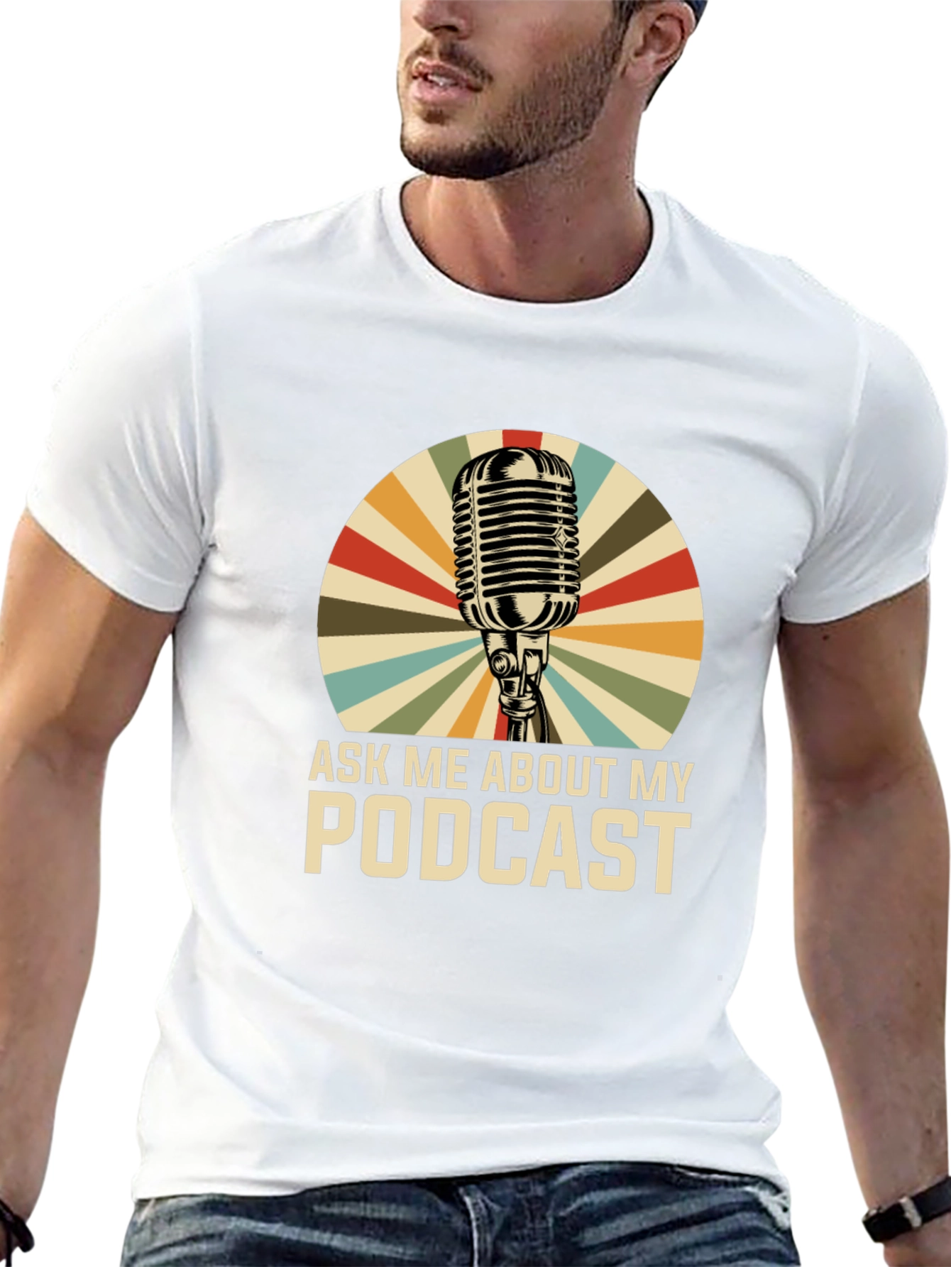 Black Ask Me About My Podcast Graphic Tee view 13
