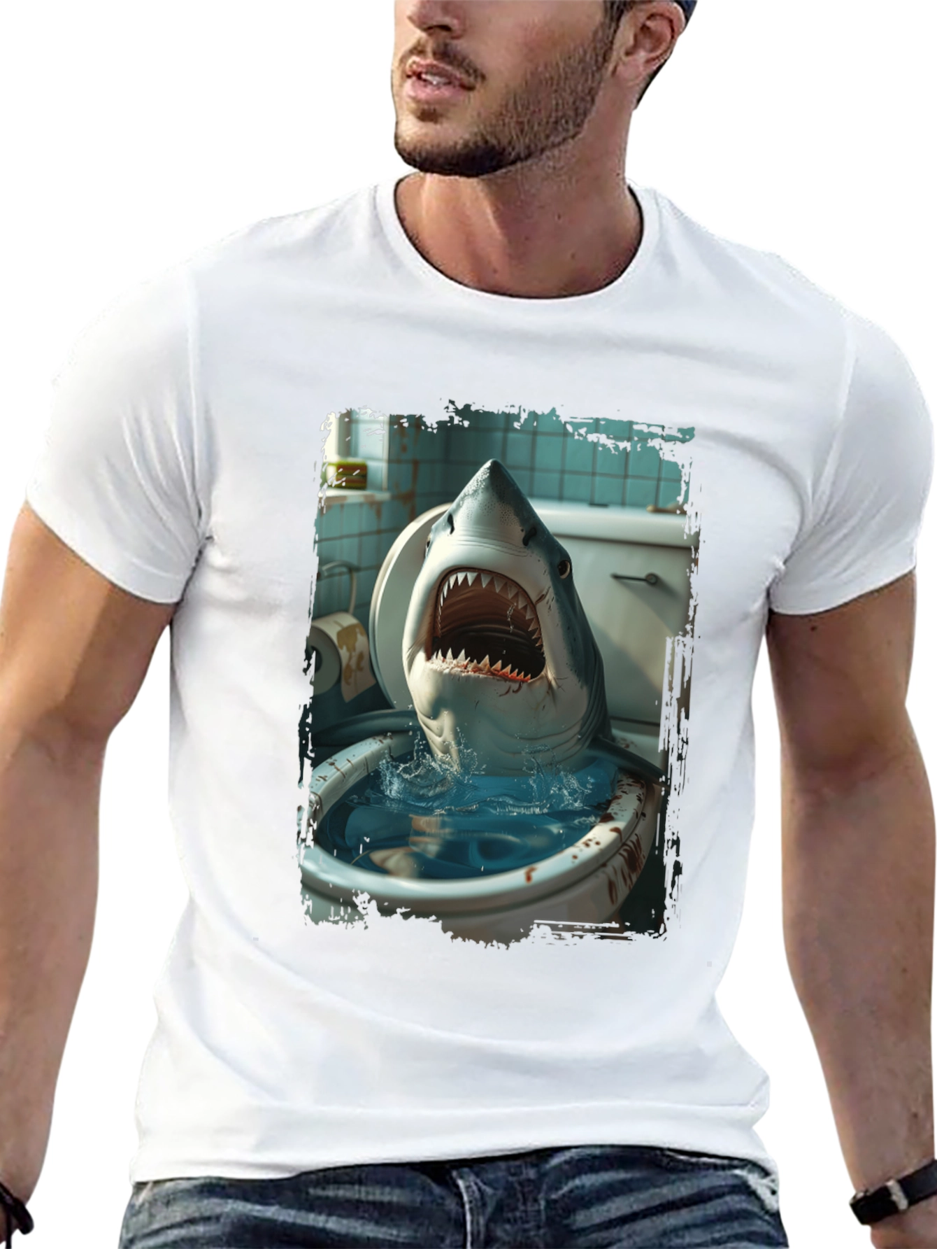 Black Shark Toilet Humor T-Shirt view 13