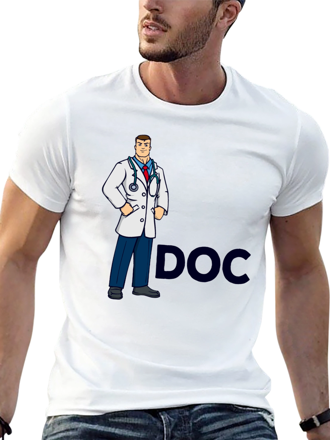 Black Doctor Cartoon Graphic T-Shirt view 13