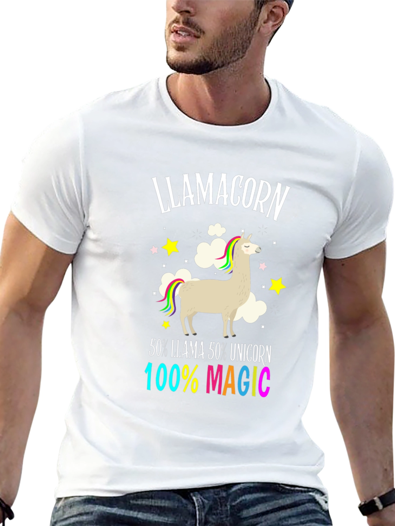Black Llamacorn T-Shirt - 50% Llama 50% Unicorn 100% Magic view 13