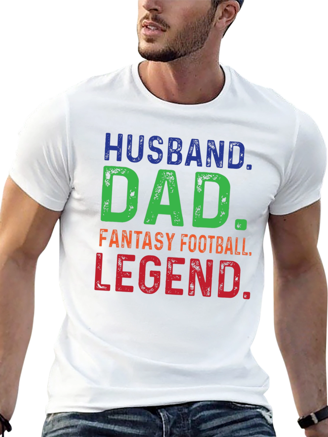 Black Husband Dad Fantasy Football Legend T-Shirt view 13