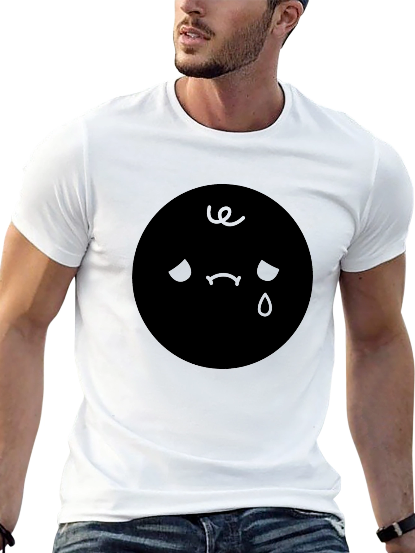 Black Sad Emoji Graphic Black T-Shirt view 13