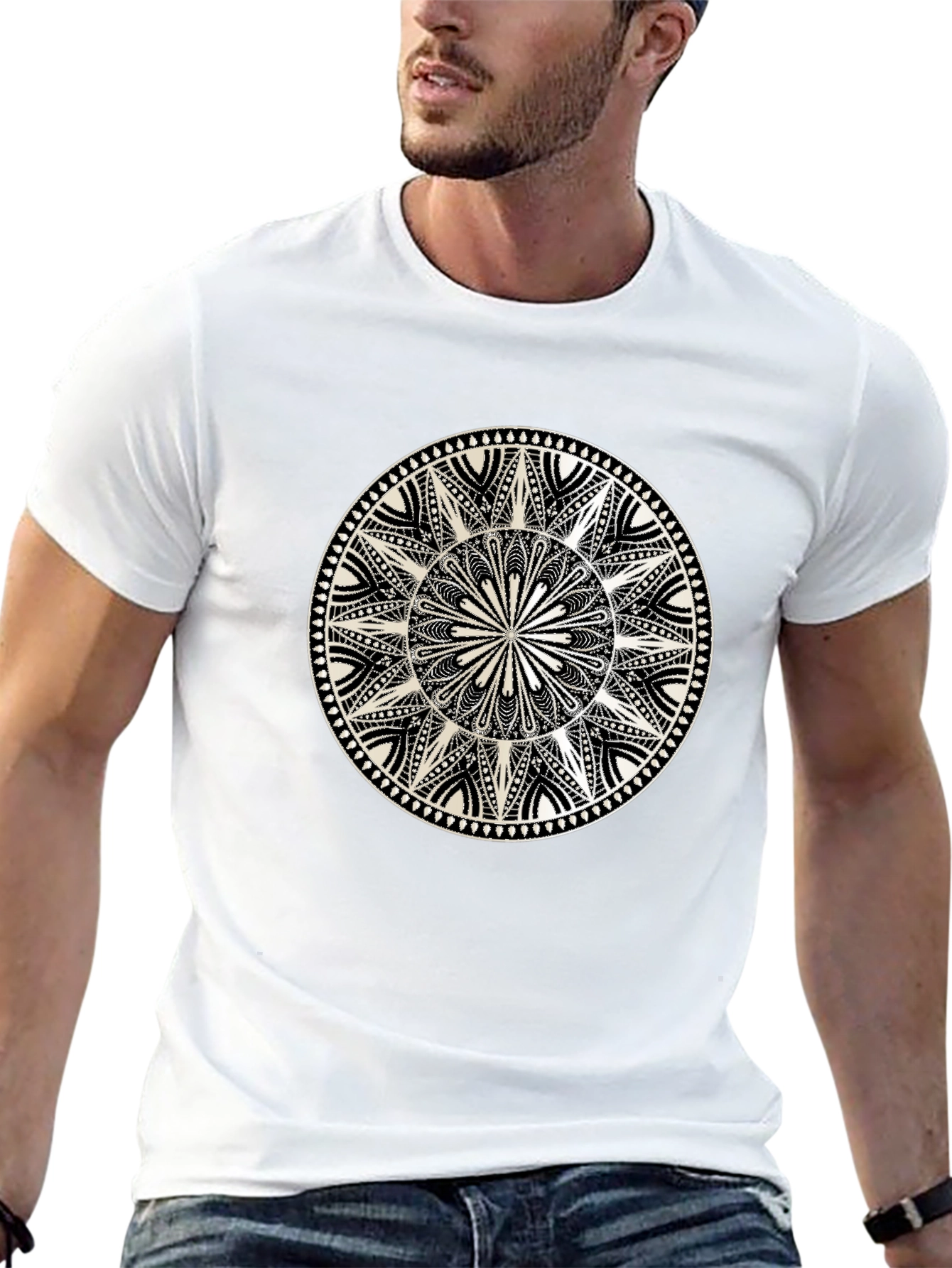 Black Mandala Graphic Print Black T-Shirt view 13