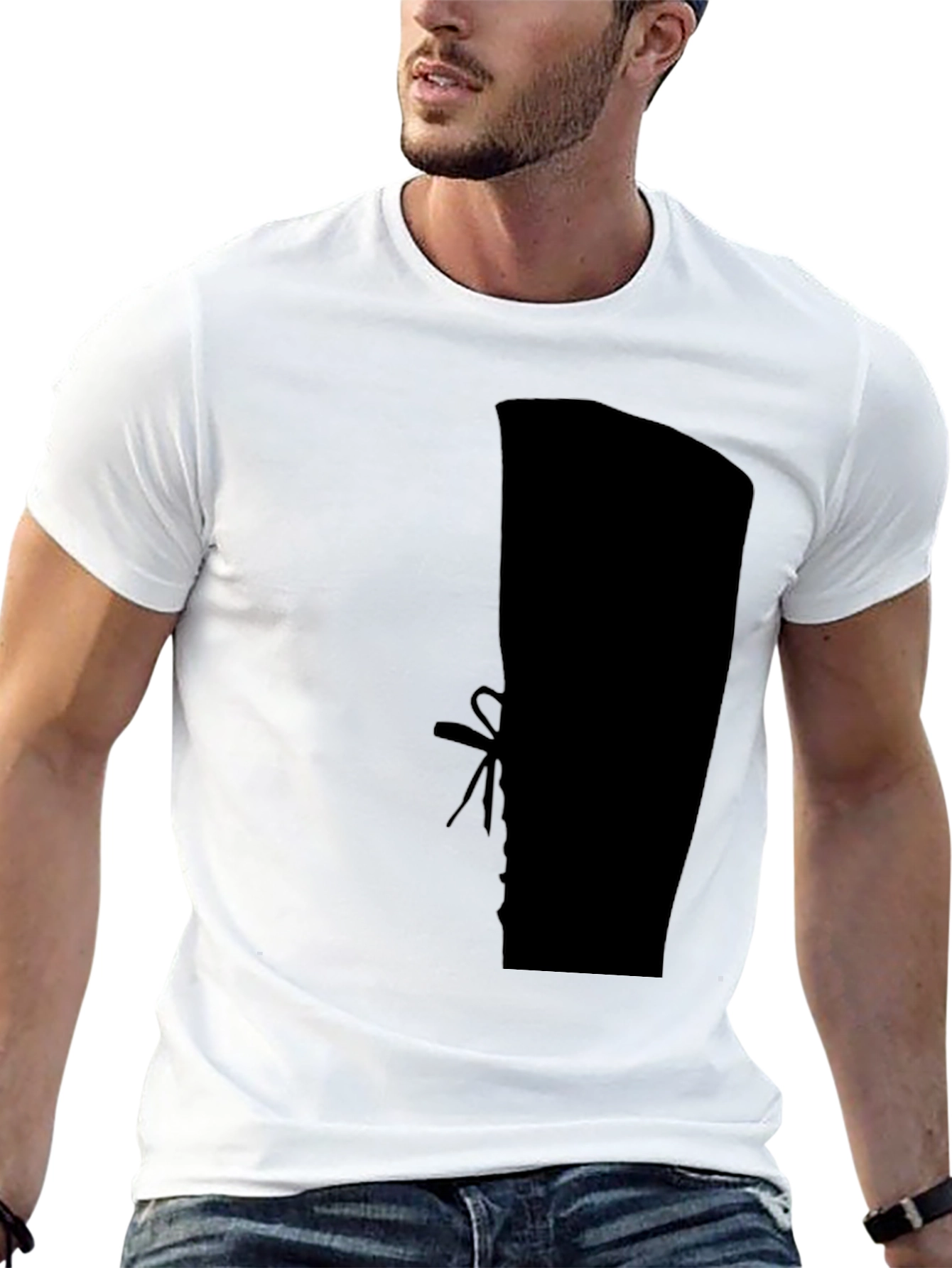 Black Silhouette Boot Print Black T-Shirt view 13