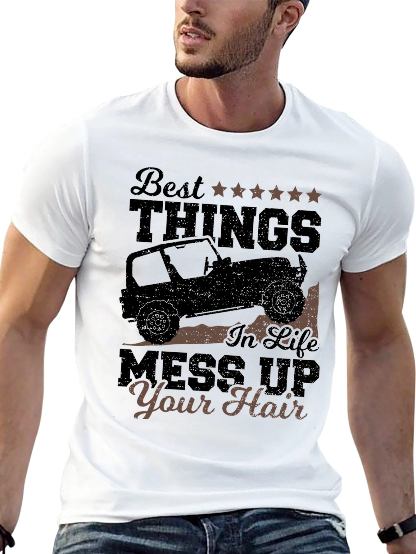 Black Best Things T-Shirt: Jeep Life, Mess Up Your Hair view 13