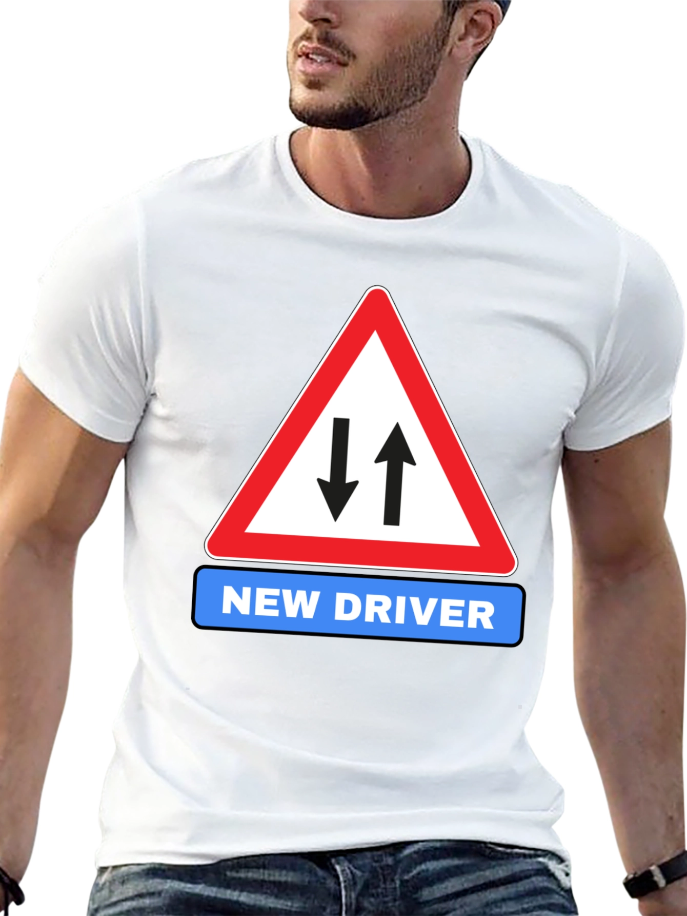 Black New Driver Road Sign Black T-Shirt view 13