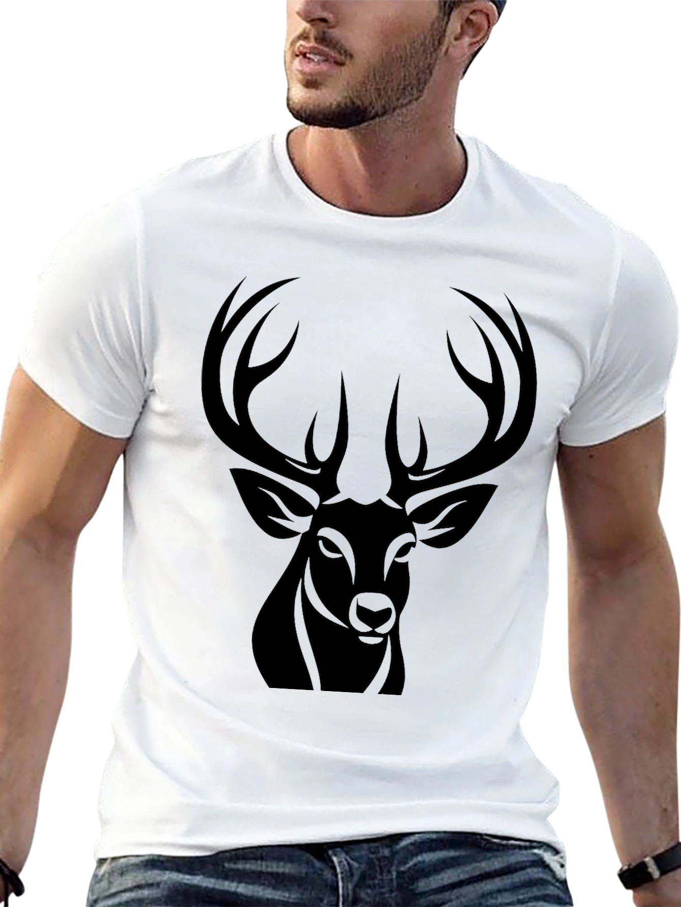 Black Black Deer Graphic Tee - Men's Casual Fashion view 13