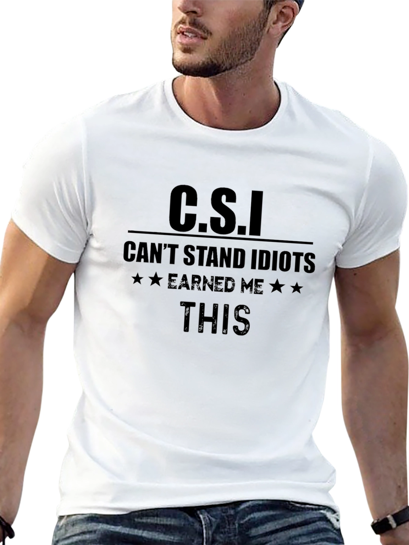Black C.S.I. Can't Stand Idiots T-Shirt - Mens Black Tee view 13