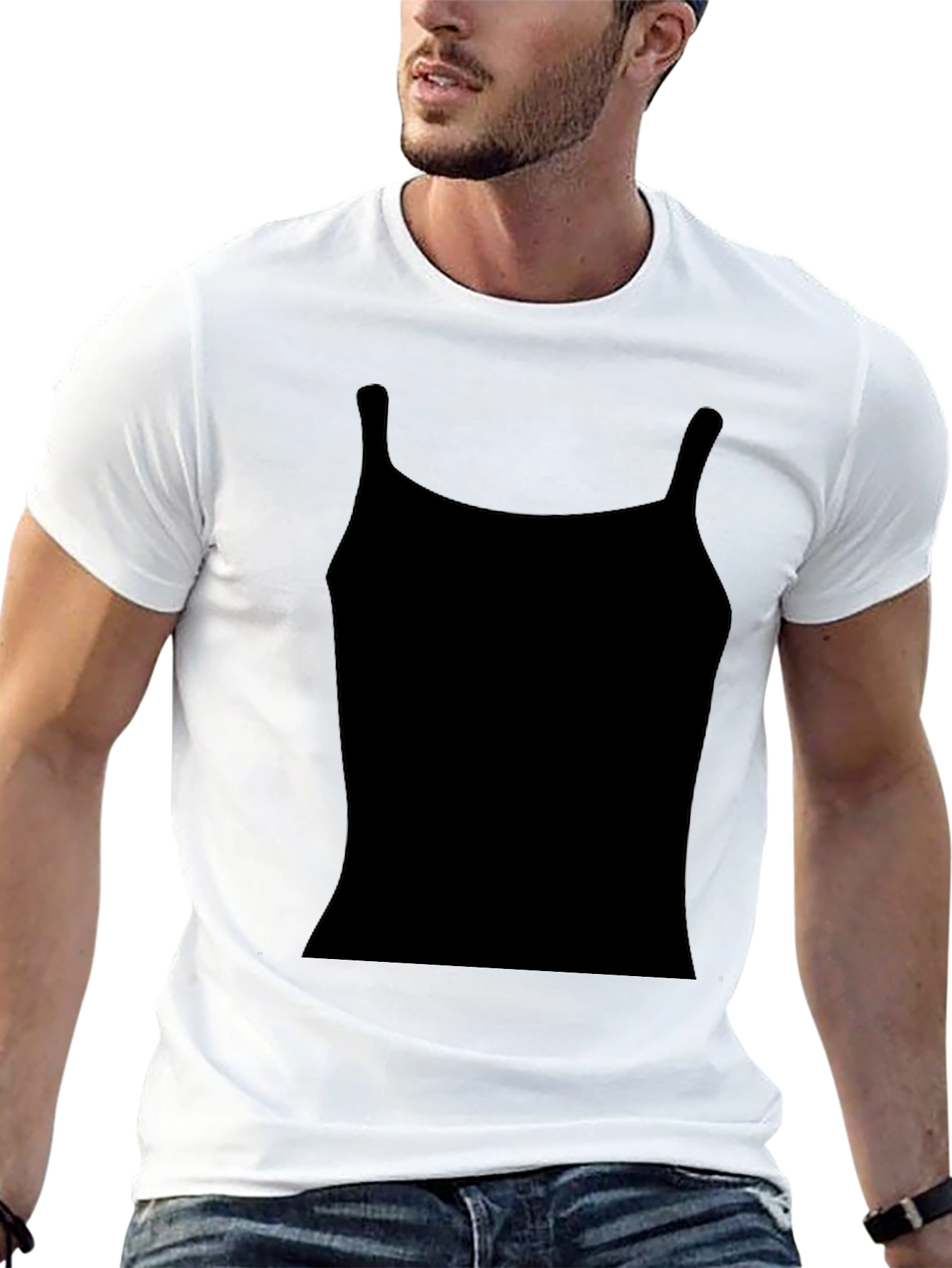 Black Black T-Shirt with Tank Top Design view 13