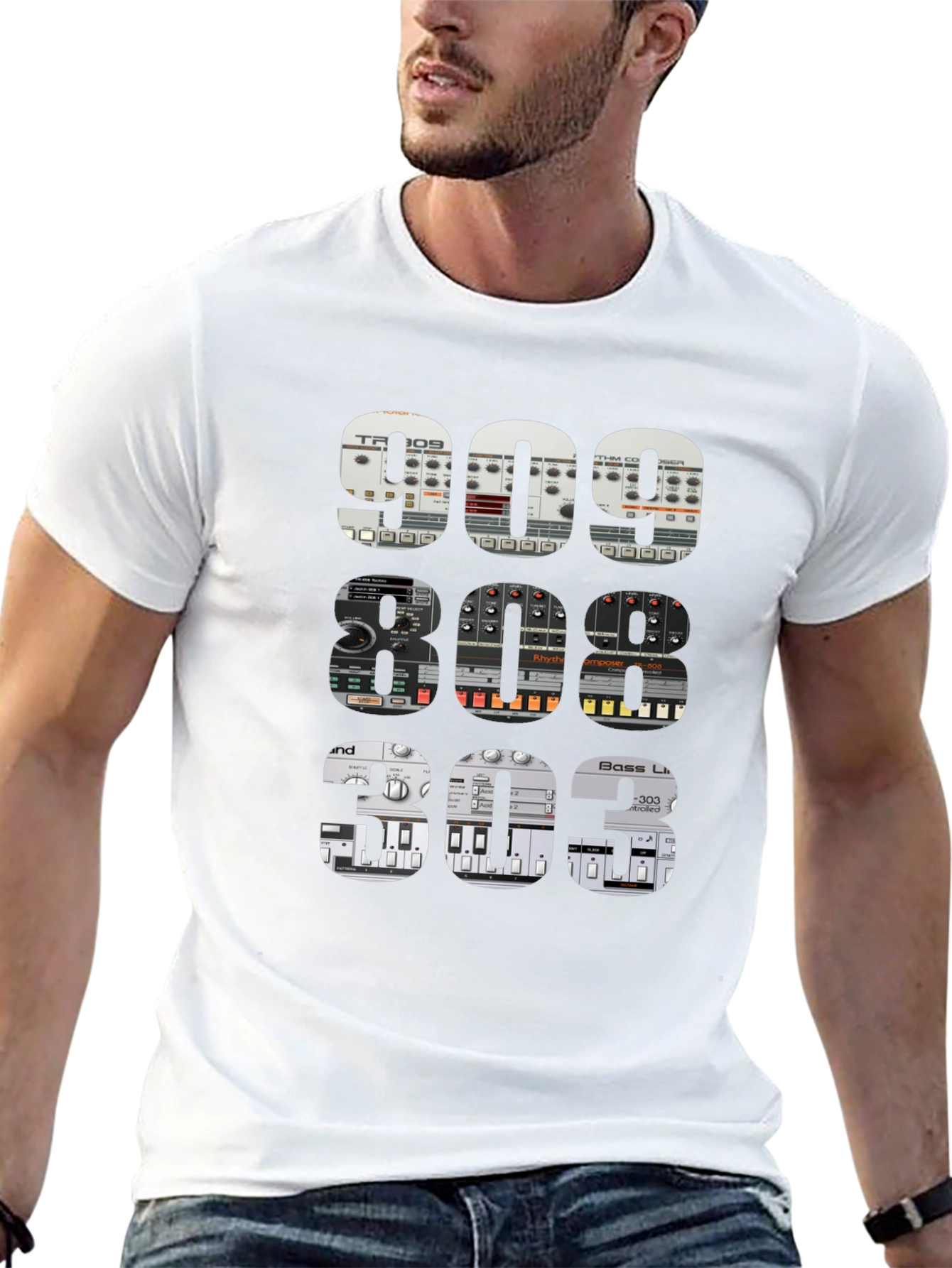 Black 909 808 303 Synth T-Shirt - Music Producer view 13