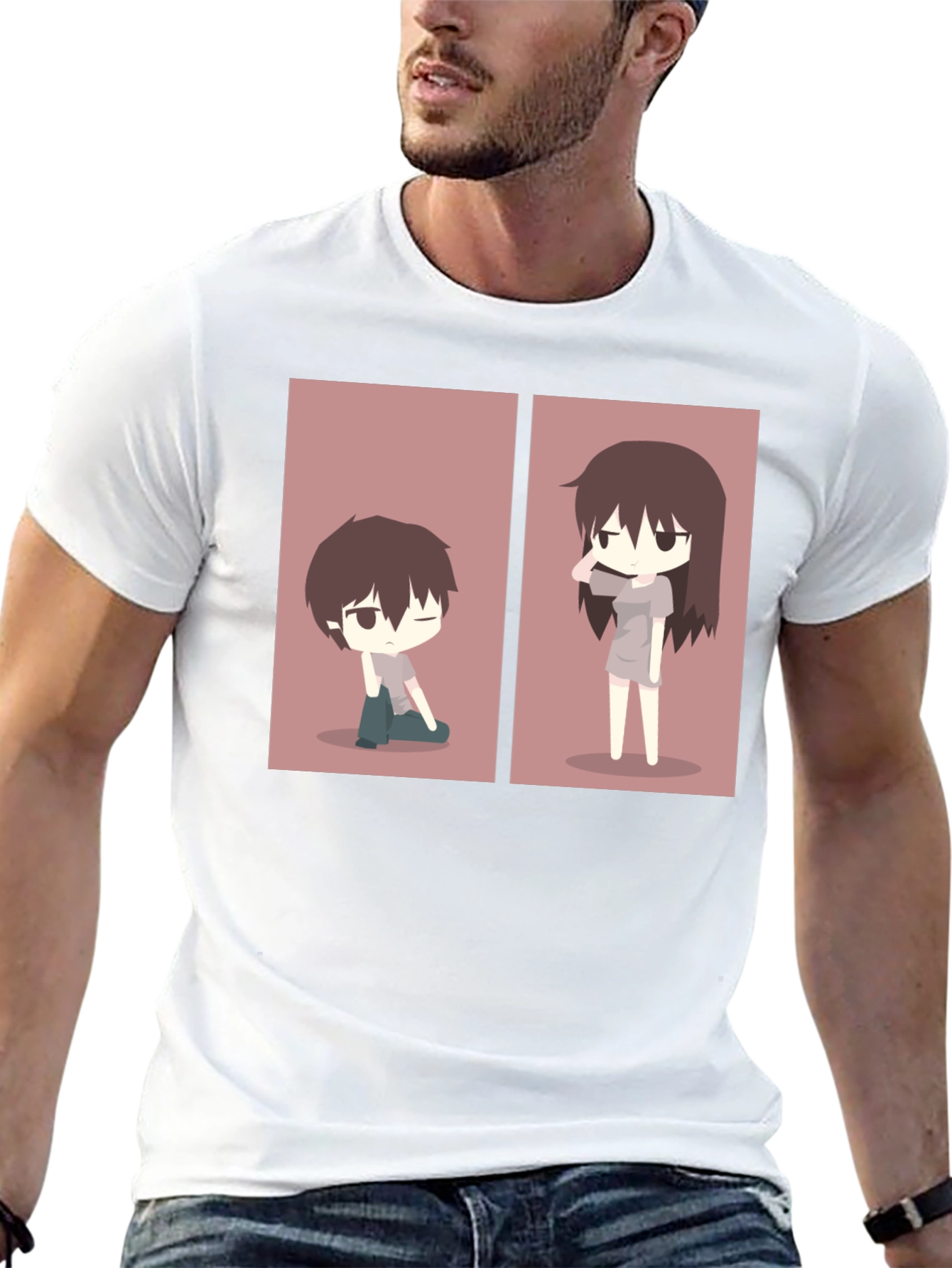 Black Anime Couple Matching T-Shirt - Black view 13
