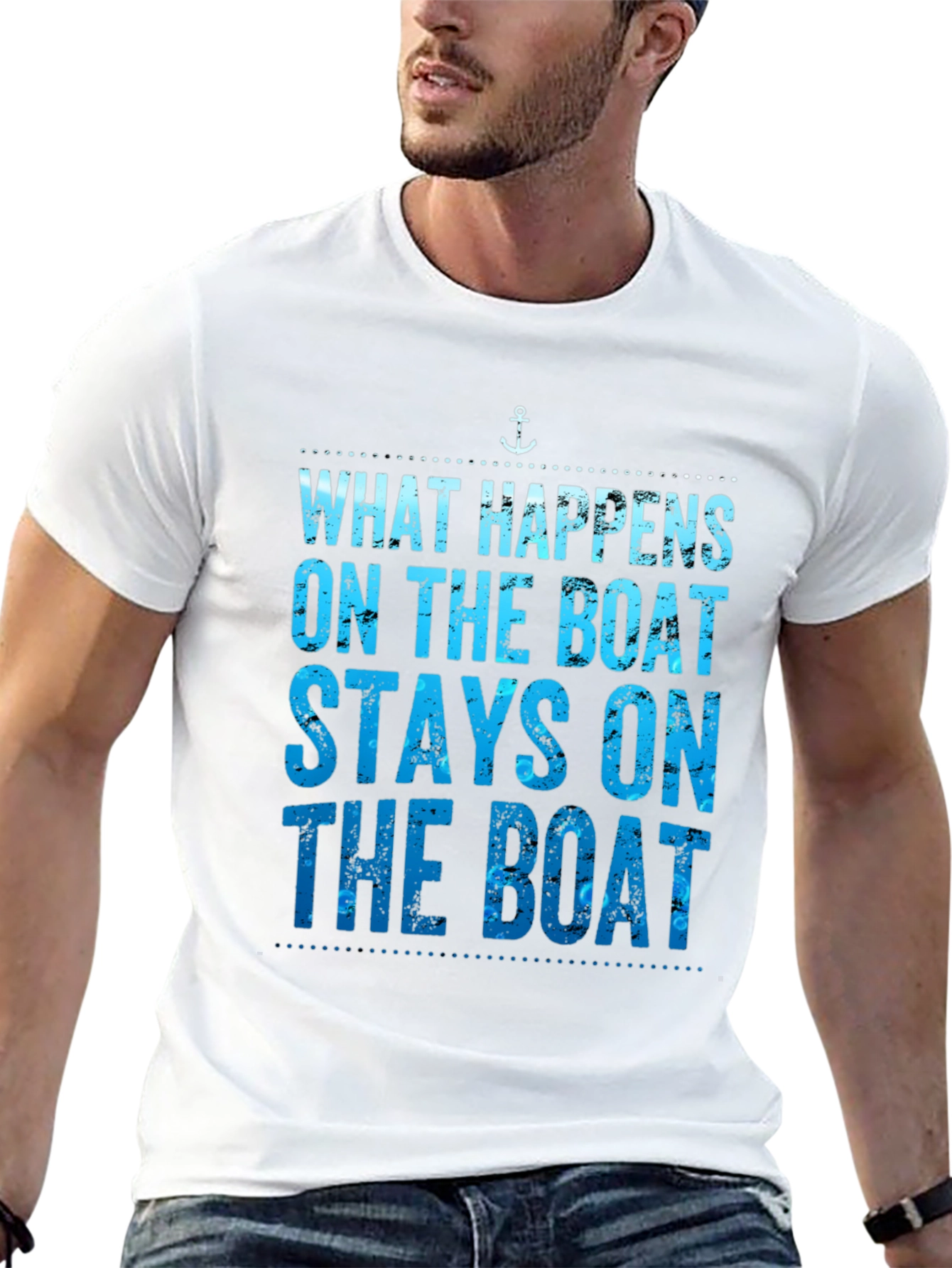 Black What Happens On The Boat T-Shirt view 13