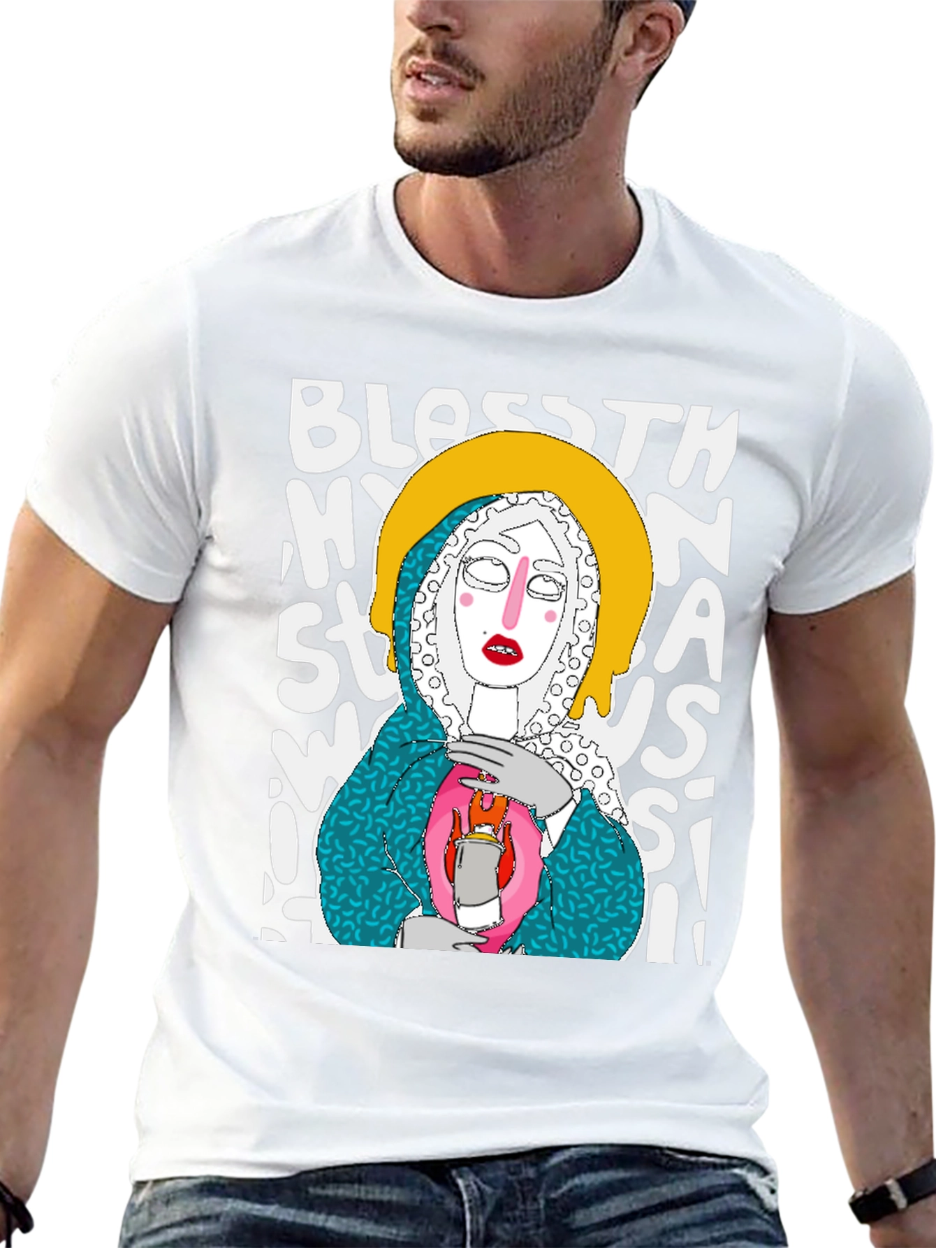 Black Artsy Graphic Tee - "Bless This Mess" view 13