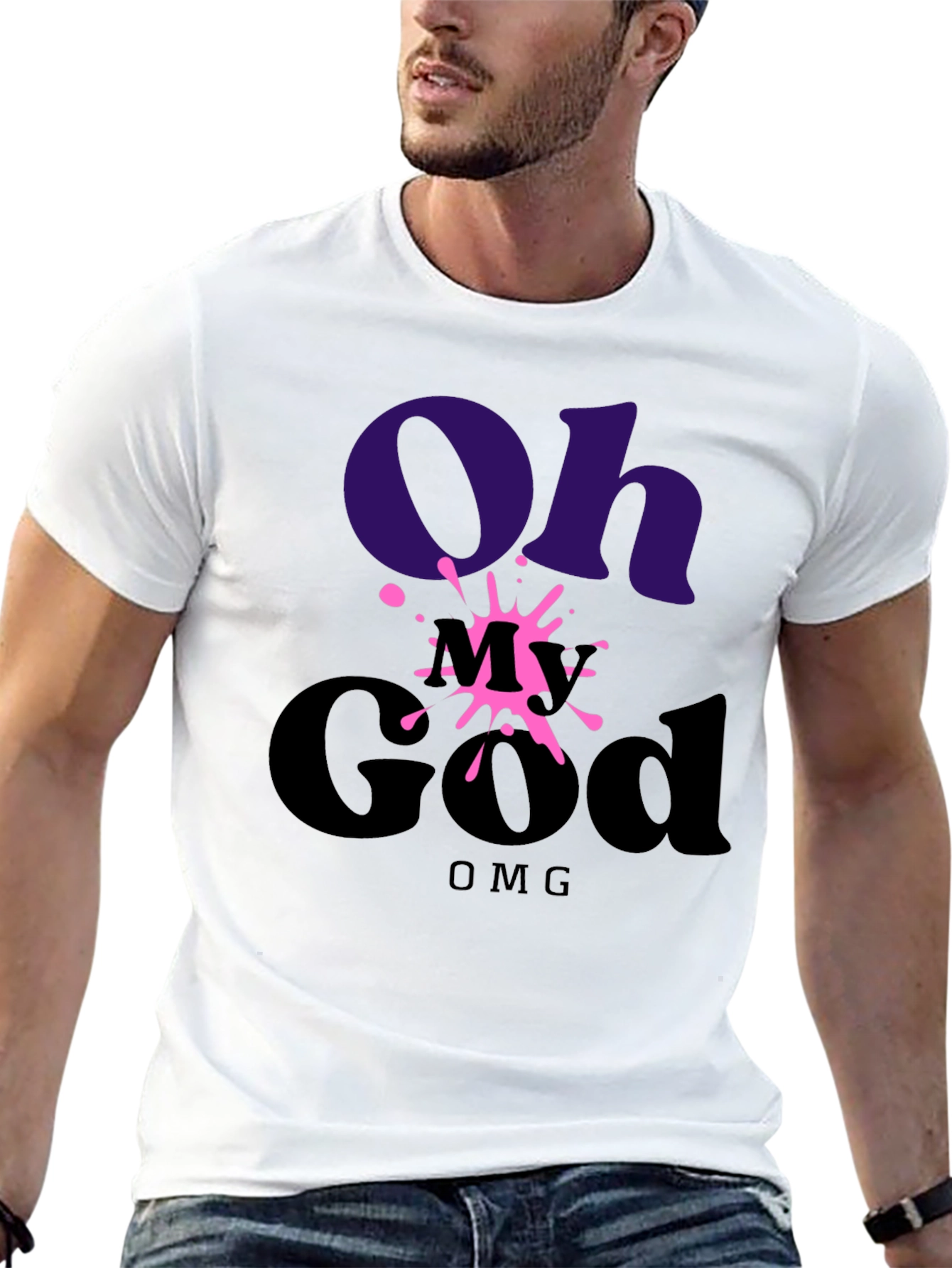 Black Oh My God OMG T-Shirt - Stylish Graphic Tee view 13