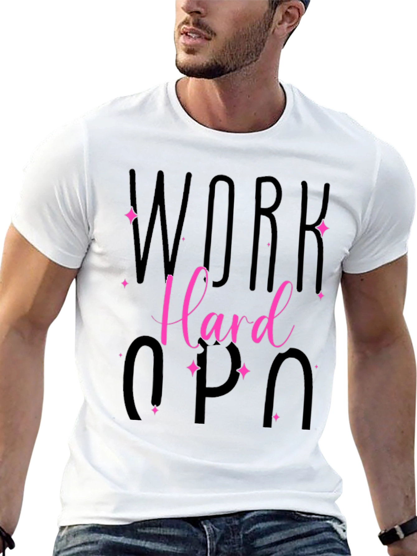 Black Work Hard T-Shirt view 13
