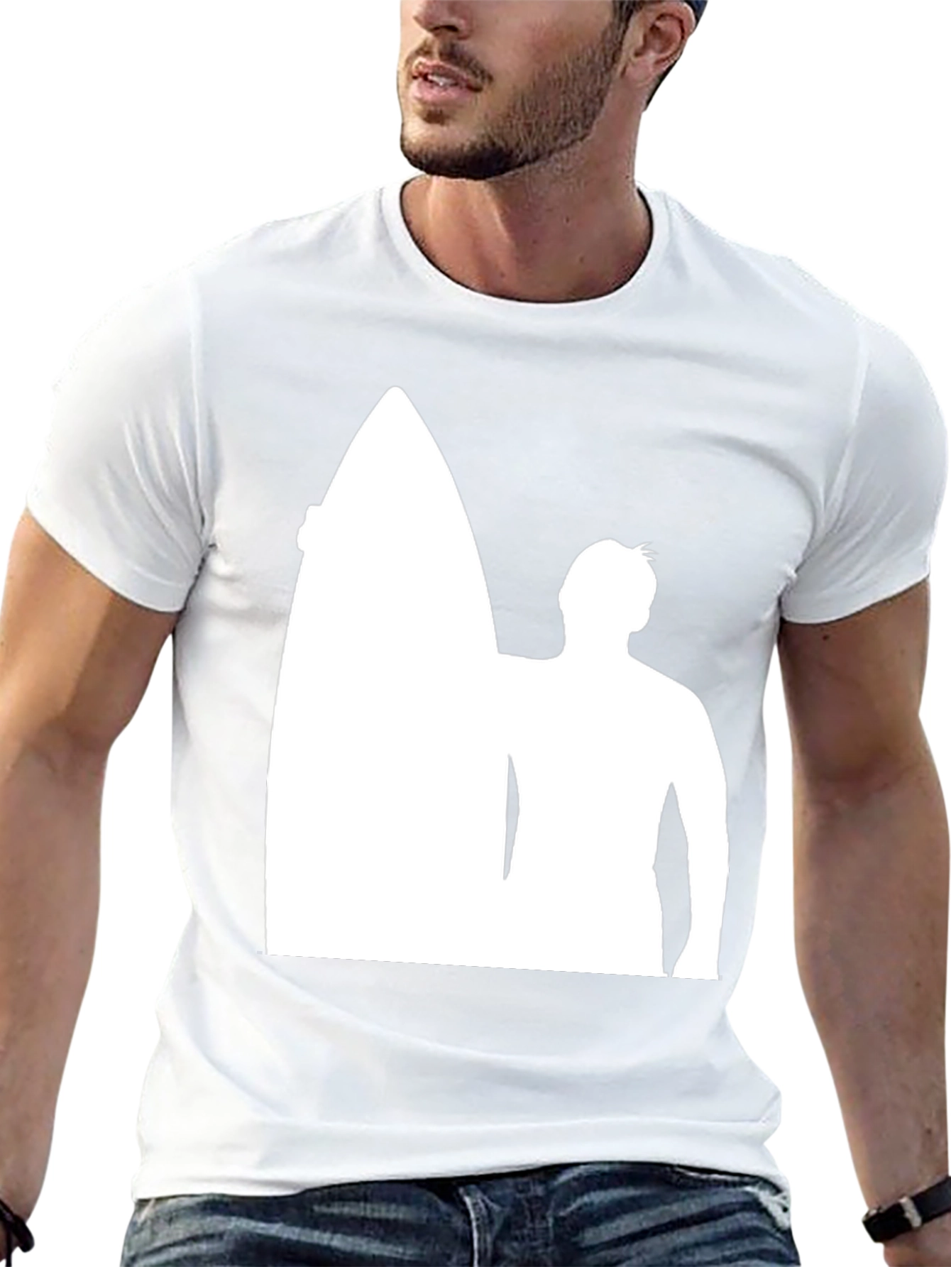 Black Surfer Silhouette Black T-Shirt view 13