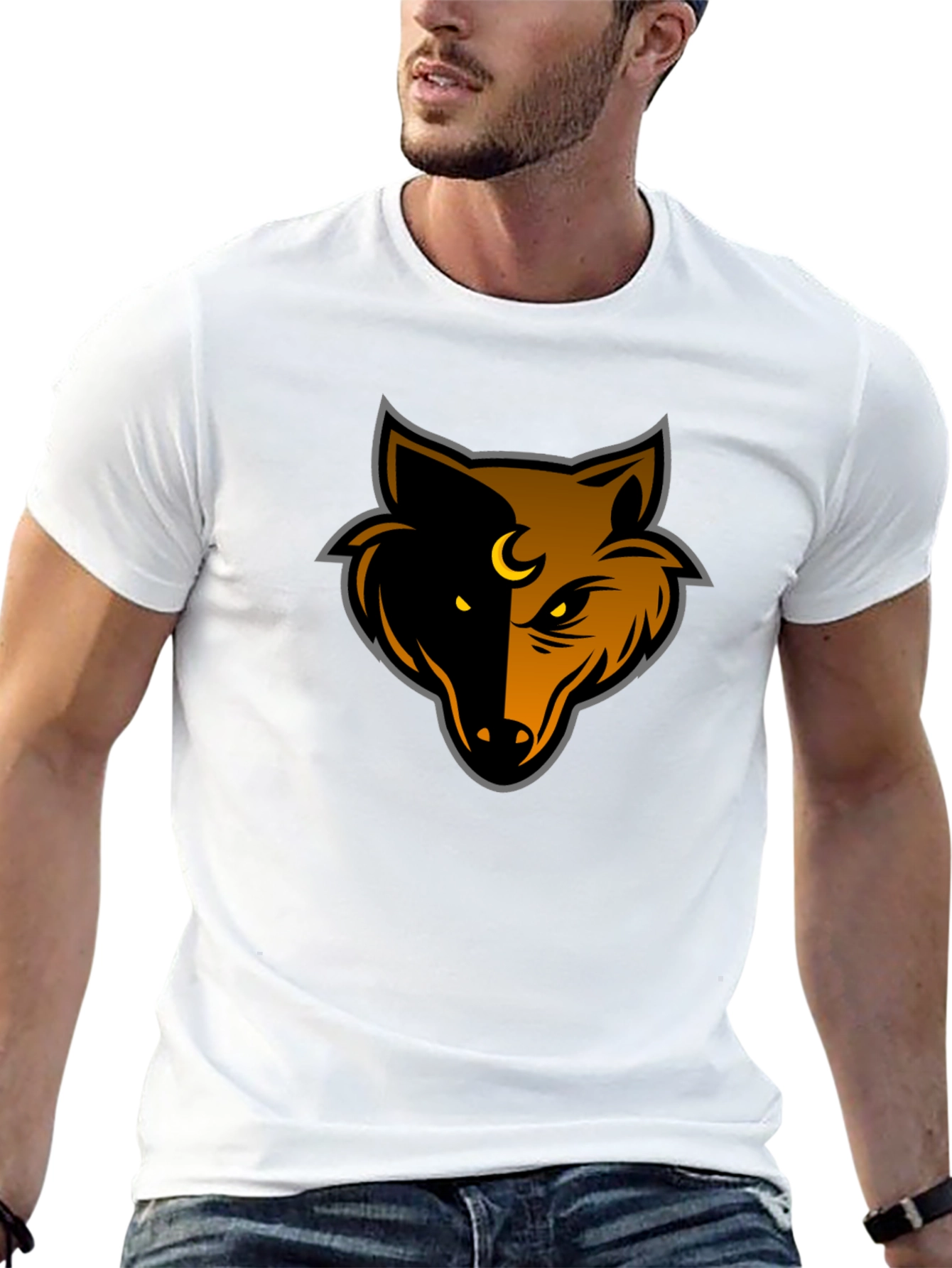 Black Lunar Wolf Graphic Tee - Black Cotton Blend Comfort view 13