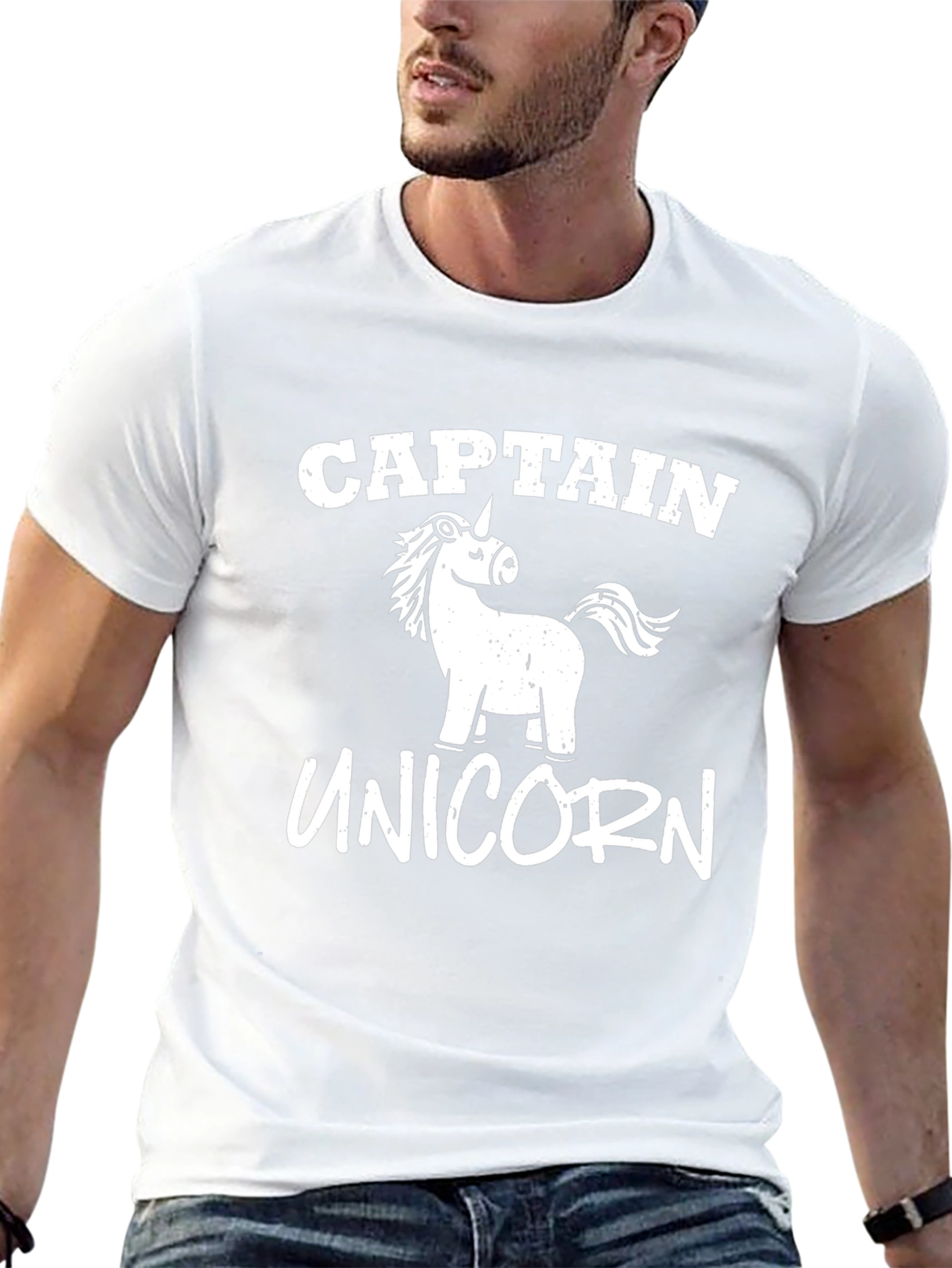 Black Captain Unicorn Graphic Tee - Men's Black T-Shirt view 13