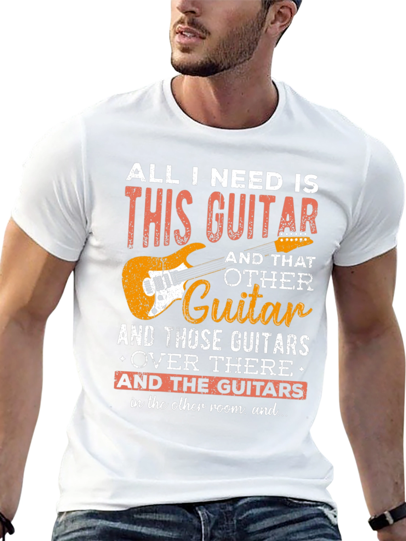 Black Guitar Lover T-Shirt - All I Need Is This Guitar view 13