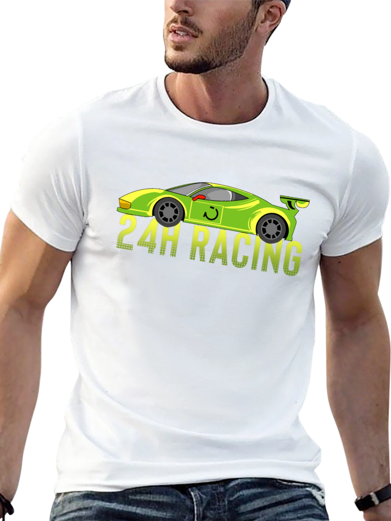 Black 24H Racing Car Graphic Black T-Shirt view 13