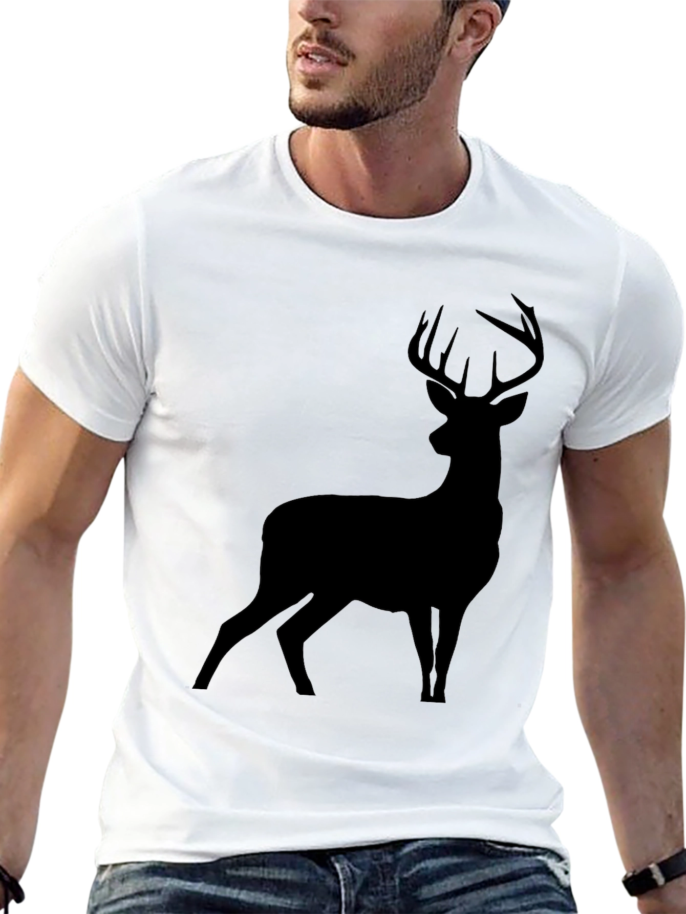 Black Black Deer Silhouette Graphic T-Shirt view 13