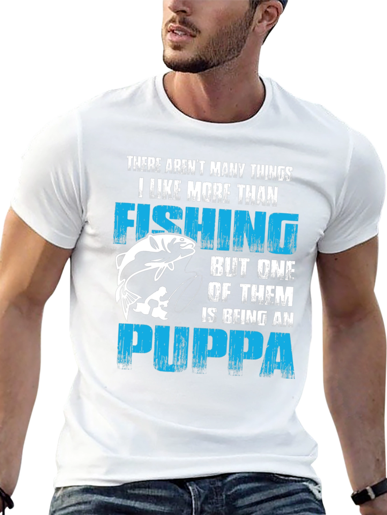Black Fishing & Puppa T-Shirt - Gift for Fisherman Grandfather view 13