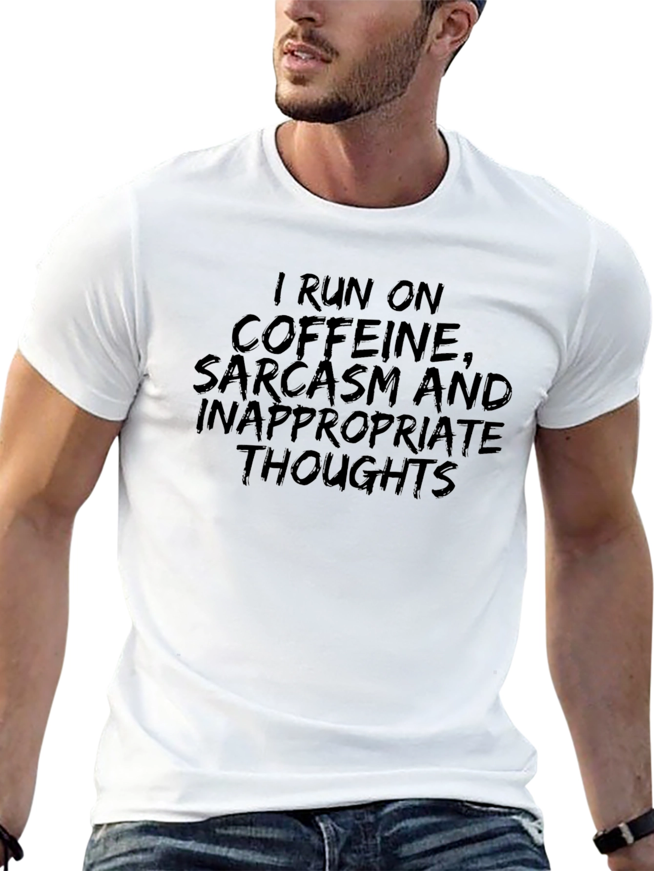 Black Caffeine Sarcasm Tee - Black Humor Graphic T-Shirt view 13