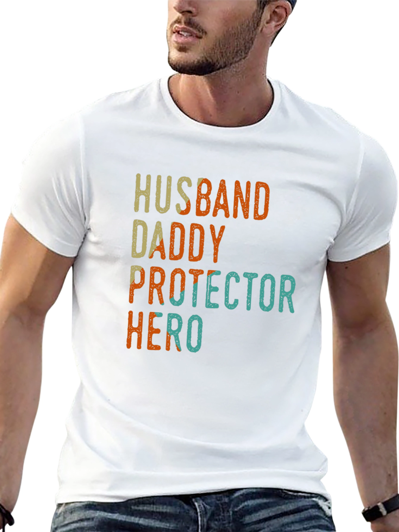 Black Husband Daddy Protector Hero Graphic T-Shirt view 13