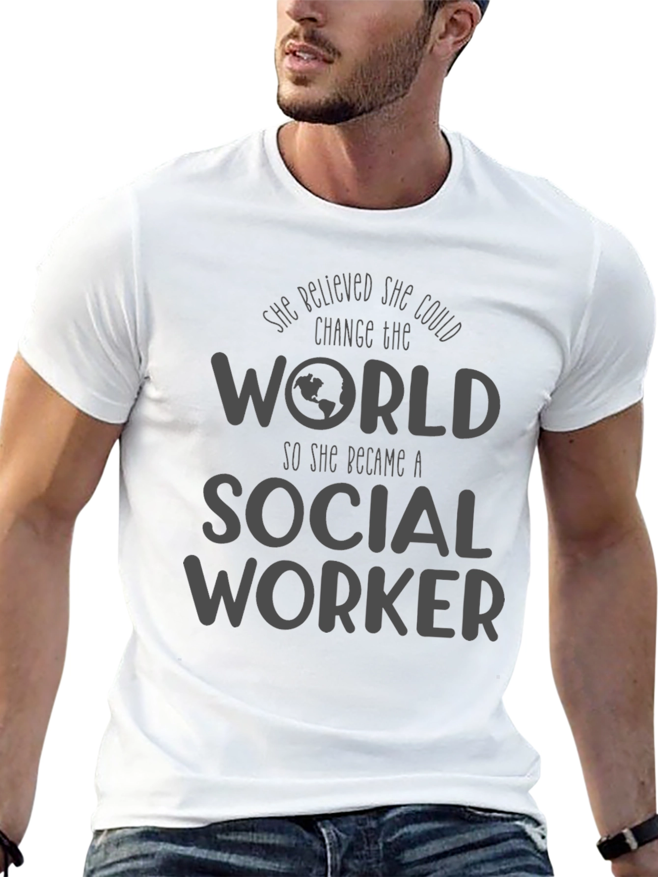 Black Social Worker T-Shirt - She Believed She Could Change the World view 13