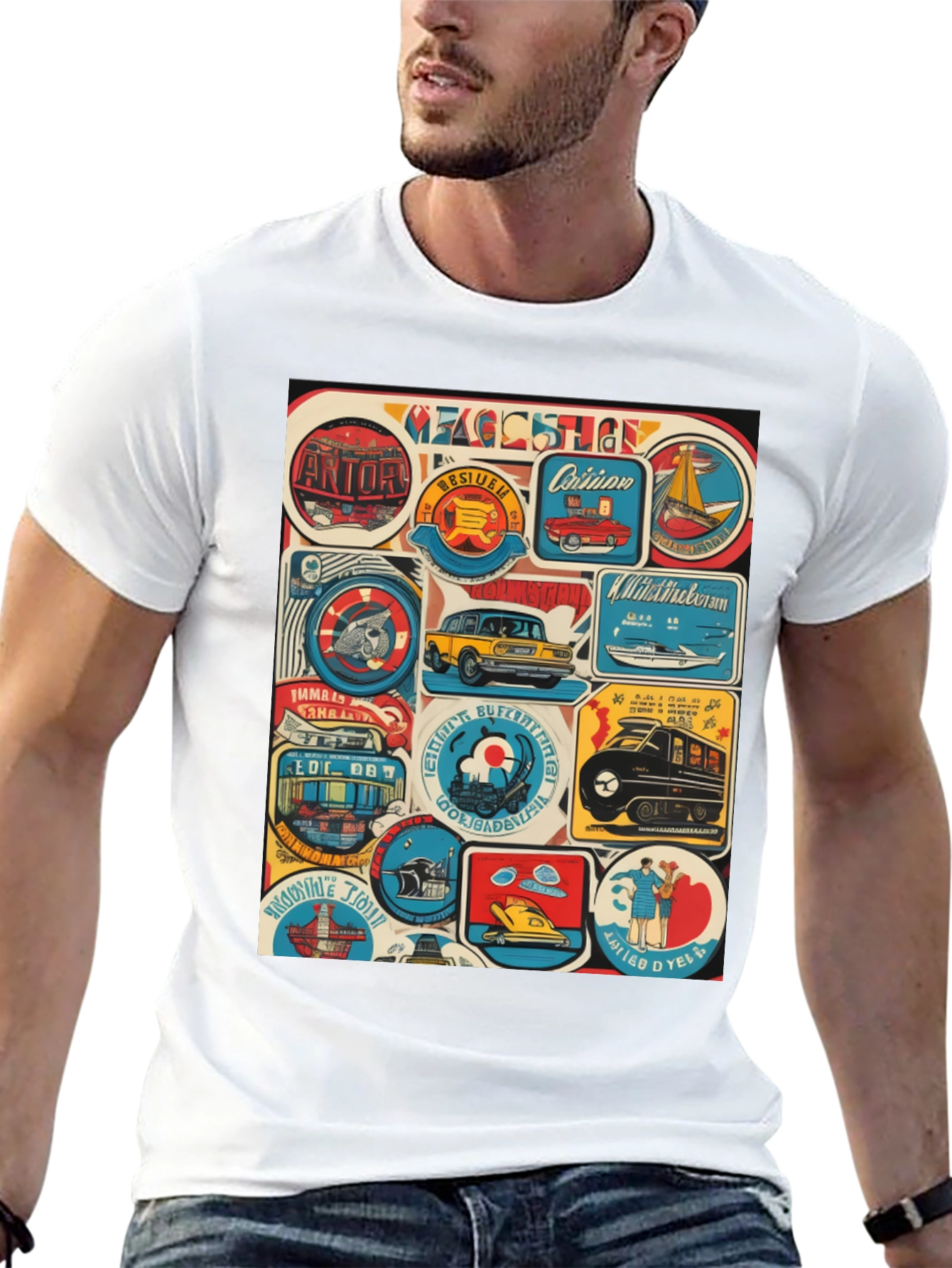 Black Retro Travel Patch T-Shirt view 13