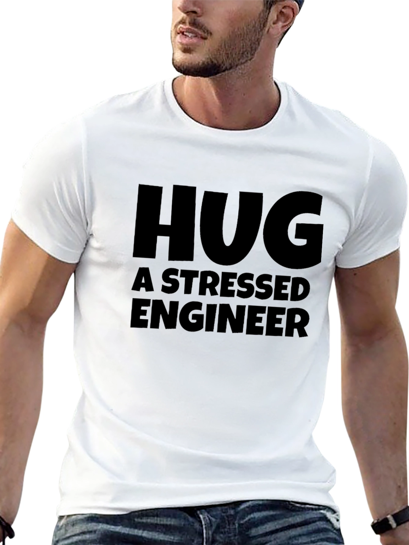 Black Hug a Stressed Engineer T-Shirt Funny Gift Tee view 13
