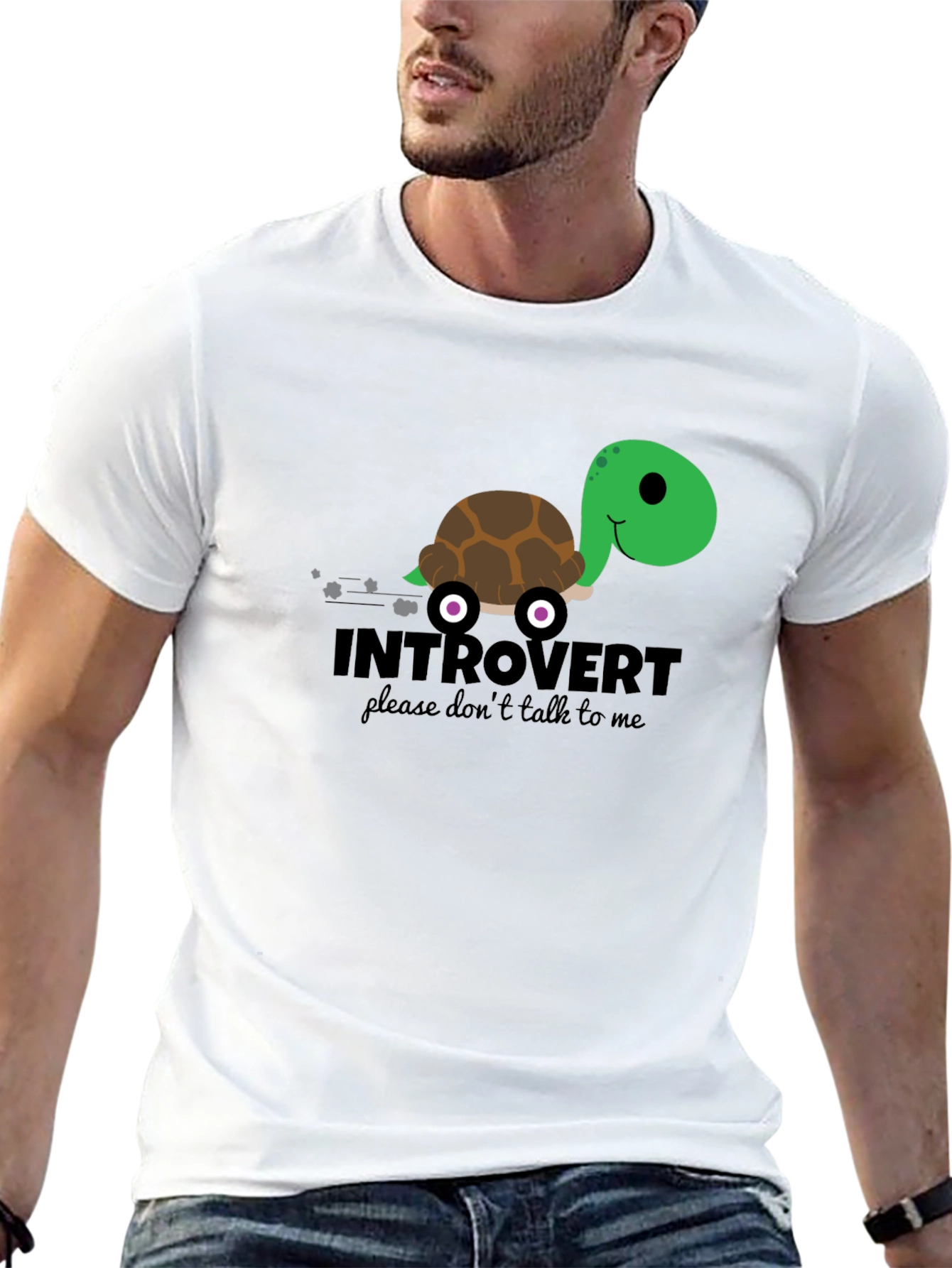 Black Introvert Turtle T-Shirt - Funny Graphic Tee view 13