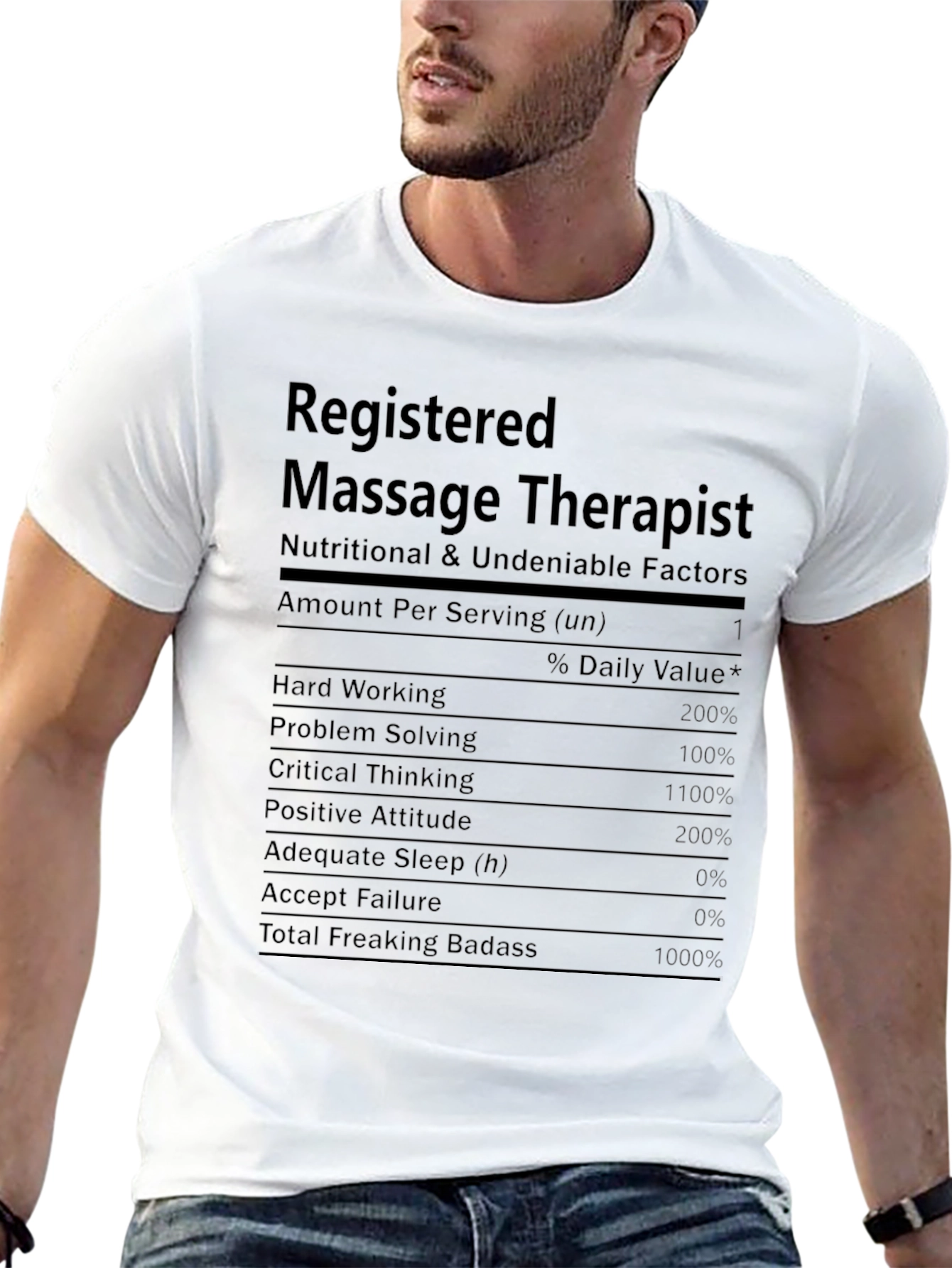 Black Registered Massage Therapist Nutritional Facts T-Shirt view 13
