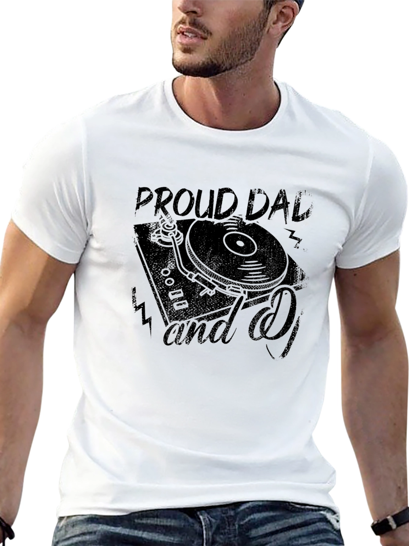 Black Proud Dad and DJ Black T-Shirt view 13
