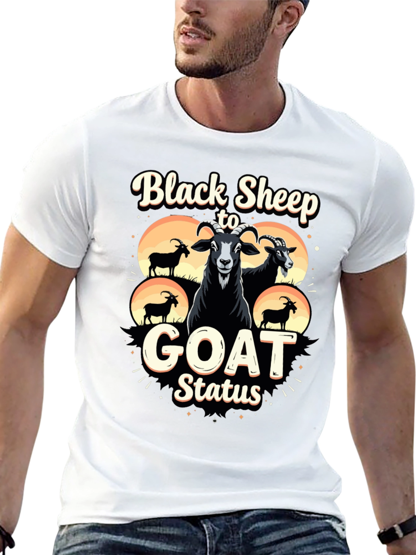 Black Black Sheep to Goat Status Graphic Tee view 13